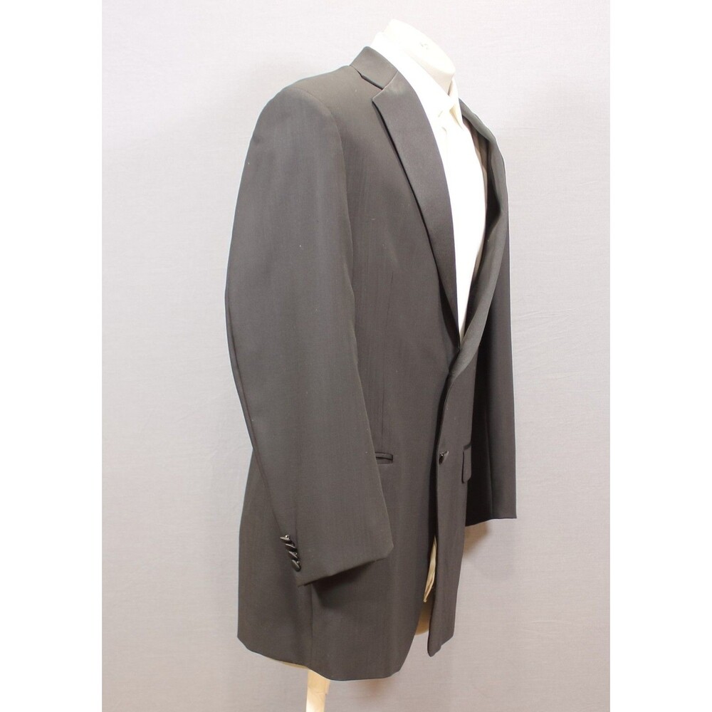 Calvin Klein Tuxedo 2 Pc Suit Mens Black 2 Btn Wool 46L Flat Front 42" Waist - Picture 4 of 11